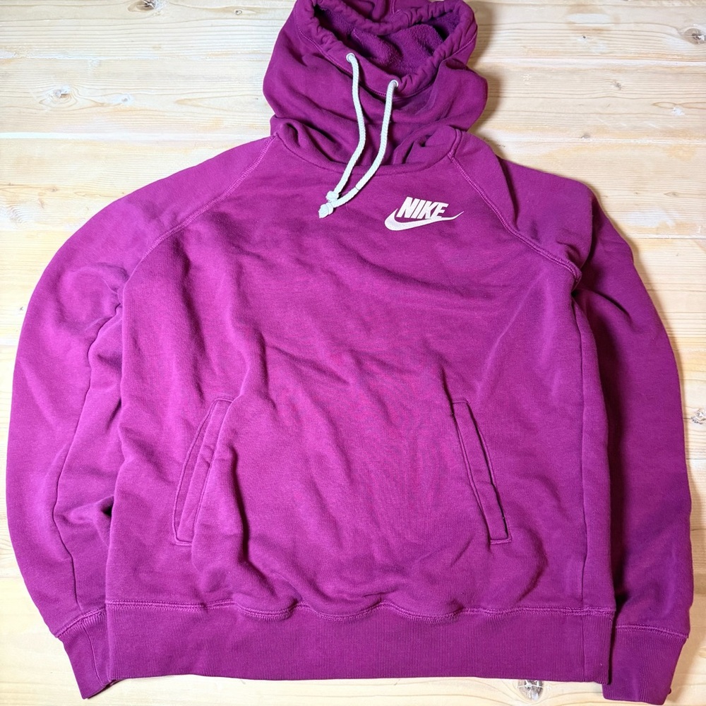 Nike Womens Essential Hoodie Magenta Purple Pullover Sweatshirt Large L Logo